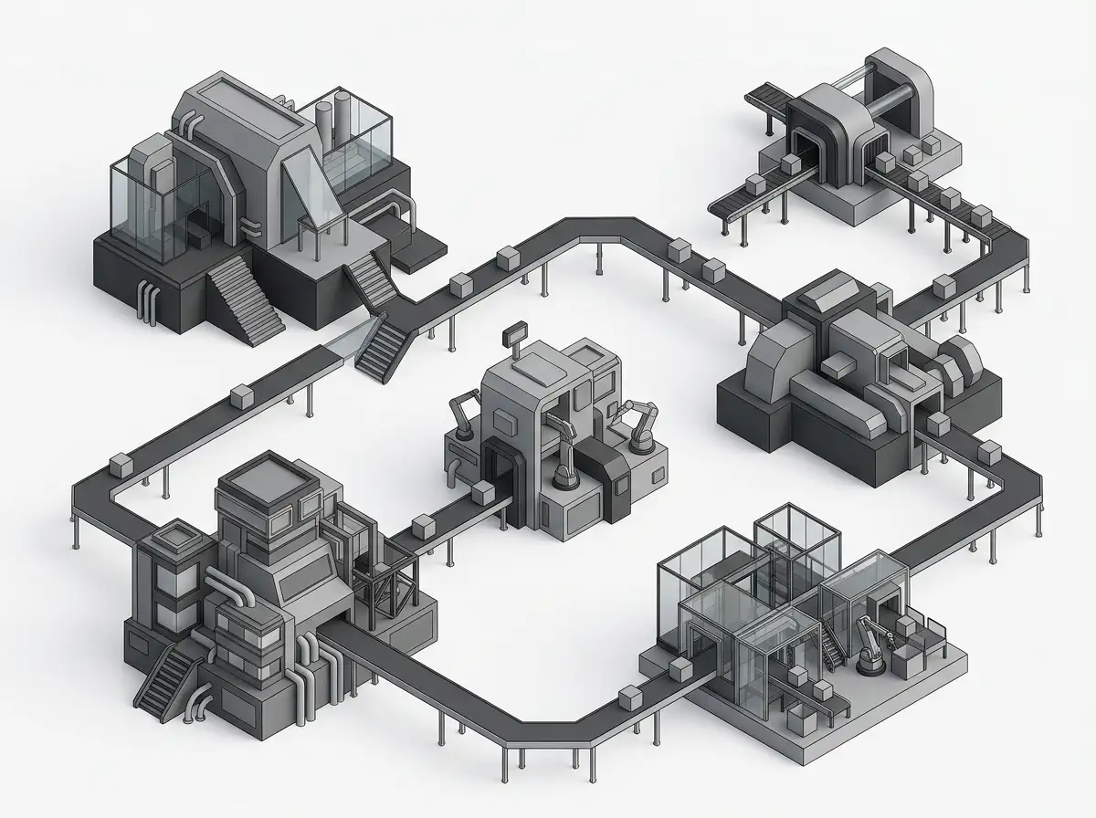 Modules robotisés illustrant les agents IA et l’automatisation des processus