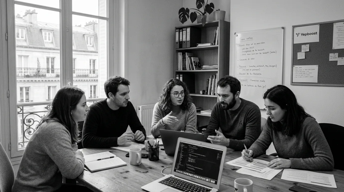 Équipe Yepboost collaborant sur des solutions d’intelligence artificielle à Paris