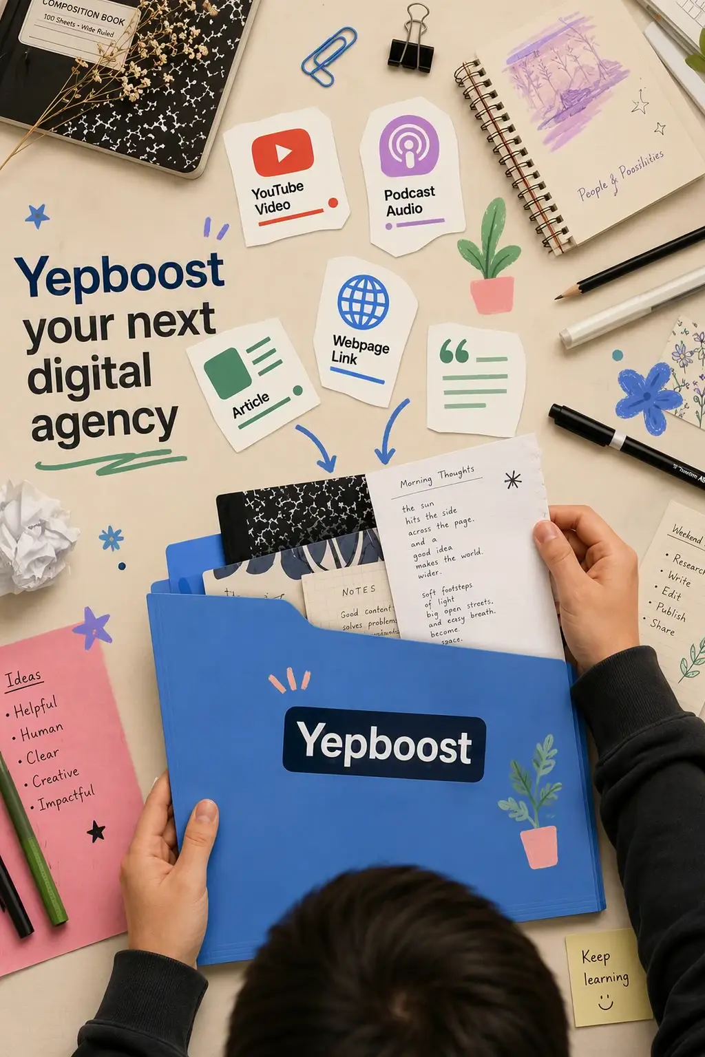 Film promotionnel animé de Yepboost, avec supports créatifs et contenus numériques